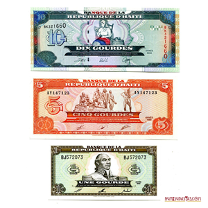 LOTE DE 3 BILLETES DE HAITÍ EN ALTO GRADO DE CONSERVACIÓN