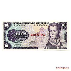 MUESTRA DEL BILLETE DE 10BS DE OCTUBRE-6-1981 SERIE B7