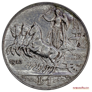 HERMOSA LIRA ITALIANA DE PLATA DE 1913