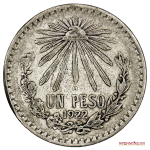 PESO MEXICANO DE PLATA ACUÑADO EN EL AÑO 1922