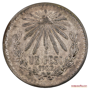 PESO MEXICANO DE PLATA DEL AÑO 1922