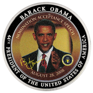 MEDALLA ESMALTADA PROOF DE BARAK OBAMA COMO 44° PRESIDENTE DE USA