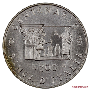 200 LIRAS DE PLATA DE 1993 DEL CENTENARIO DE LA BANCA DE ITALIA