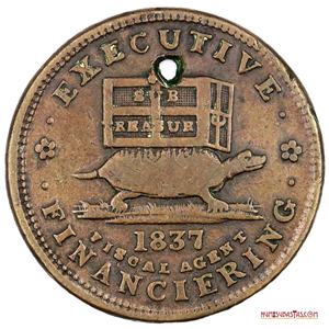 INTERESANTE FICHA POLÍTICA SATÍRICA DE “NOT A CENT” DE 1837