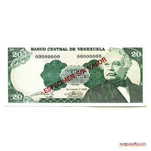 ESPECIMEN SIN VALOR DE 20BS DE SEPTIEMBRE-7-1989