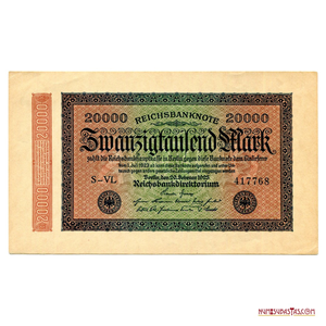 HERMOSOS 20.000 MARCOS ALEMANES DE 1923 EN ALTO GRADO DE CONSERVACIÓN