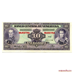 MUESTRA DEL BILLETE DE 10BS DE MARZO-18-1986