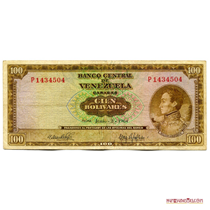 BILLETE DE 100BS, DE JUNIO-2-1964, SERIE P7
