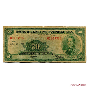 BILLETE DE 20BS DE JULIO-23-1953 SERIE H7