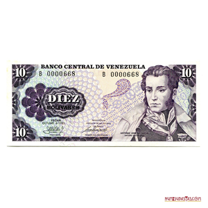BILLETE DE 10BS DE 1980 SERIAL BAJO B0000668