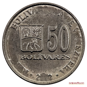 MONEDA DE 50BS DE 2002 CON LLAMATIVO ERROR DE ACUÑACIÓN OBSTRUIDA