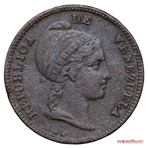 ½ CENTAVO MONAGUERO DEL AÑO 1843, PRIMERA FECHA DE LA SERIE