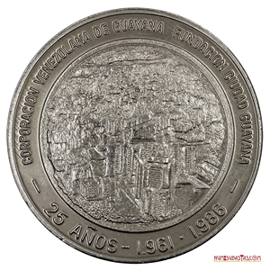 MEDALLA DE LOS 25 AÑOS DE LA FUNDACIÓN DE LA CVG Y DE CIUDAD GUAYANA