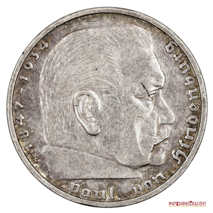 5 MARCOS DE PLATA DE LA ALEMANIA NAZI, FECHA 1935 E