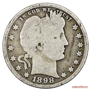 BARBER ¼$ DE PLATA ACUÑADO EN EL AÑO 1898