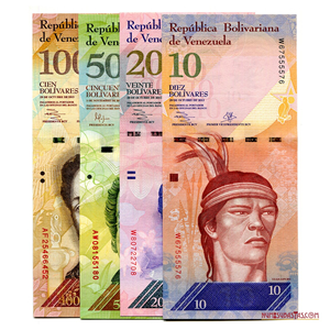 LOTE DE 4 BILLETES DE BSF 2013-2015 SERIALES CAPICÚAS