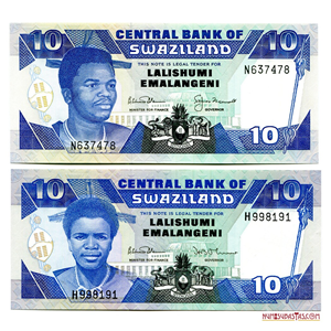 DOS DISEÑOS DISTINTOS DE LOS BILLETES DE 10 EMALANGENI