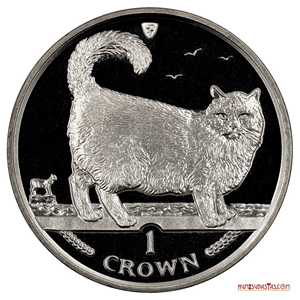 GRAN MONEDA DE 1 CROWN DE ISLA DE MAN 1998 CON EL GATO BIRMANO