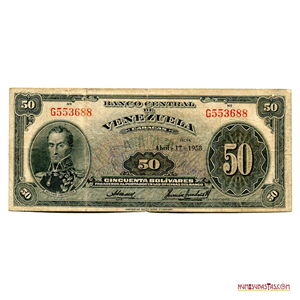BILLETE DE 50BS DE ABRIL-17-1958 SERIE G6