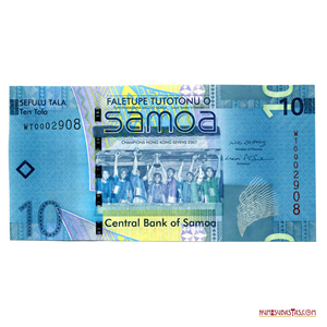 BILLETE DE 10 TALA DE SAMOA AÑO 2008 CON GRAN DISEÑO AZUL