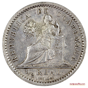 ATRACTIVO ½ REAL DE PLATA DE GUATEMALA ACUÑADO EN EL AÑO 1899