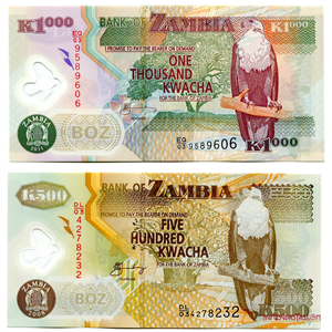 PAREJA DE POLÍMEROS DE 1.000 Y 500 KWACHA DE ZAMBIA