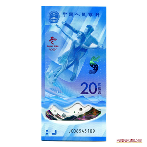20 YUAN DE POLÍMERO CONMEMORATIVO DE LAS OLIMPIADAS DE INVIERNO BEIJING 2022