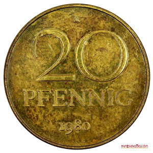 20 PFENNIG DE ALEMANIA ORIENTAL 1979 PROOF, MUY ESCASO