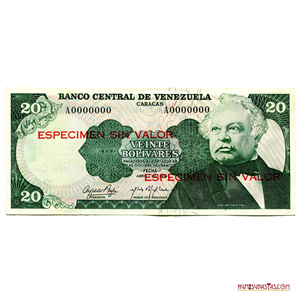 ESPECIMEN SIN VALOR DE 20BS DE ABRIL-23-1974, SERIE A7