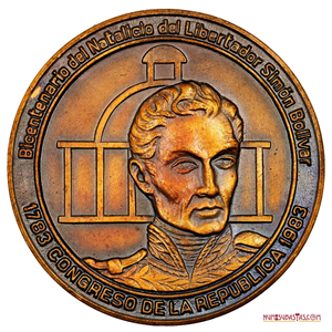 BELLA MEDALLA DEL CONGRESO DE COLOMBIA EN EL BICENTENARIO DEL NATALICIO DEL LIBERTADOR