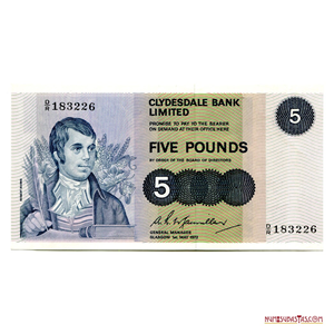 ESCOCIA, CLYDESDALE BANK, 5 POUNDS, 1972. ESCASO