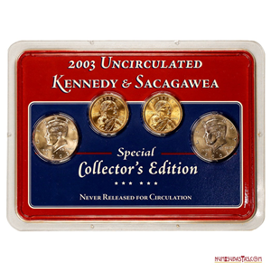 SPECIAL COLLECTOR´S EDITION KENNEDY & SACAGAWEA 2003 P Y D. NUNCA PUESTAS EN CIRCULACIÓN