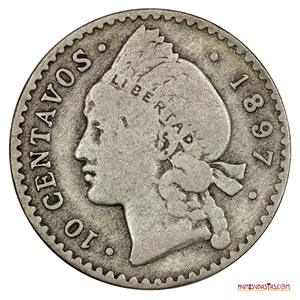 10 CENTAVOS DE PESO DOMINICANO DEL 1897