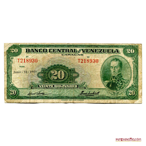BILLETE DE 20BS DE JUNIO-18-1959 SERIE T6