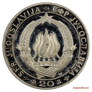 20 DINARES YUGOSLAVOS DE PLATA PROOF CONMEMORATIVOS