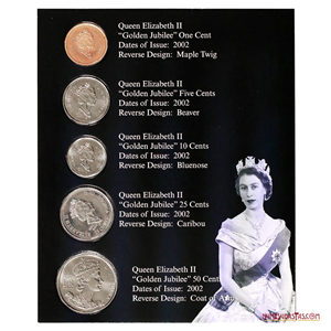 MINT SET DE CANADÁ DEL JUBILEO DE ORO DE ELIZABETH II 2002