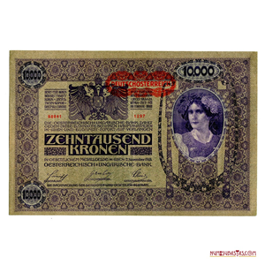 GRAN BILLETE DE 10.000 KRONEN DE AUSTRIA FECHADO EN 1918 EN ALTO GRADO DE CONSERVACIÓN