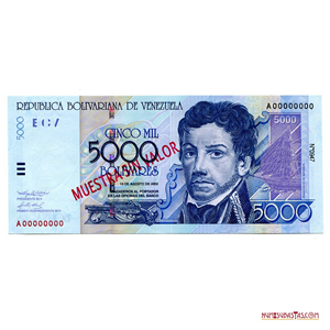 MUESTRA SIN VALOR DE 5.000BS DEL 13 DE AGOSTO DE 2002