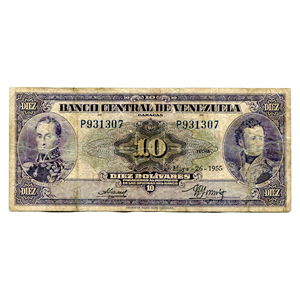 BILLETE DE 10BS DE MAYO-26-1955 SERIE P6