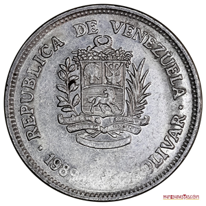 BOLÍVAR DE 1989 CON LLAMATIVO ERROR DE ACUÑACIÓN OBSTRUIDA