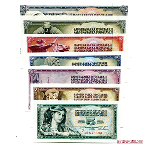 SERIE DE BILLETES YUGOSLAVOS 1968-86 EN ALTO GRADO DE CONSERVACIÓN