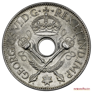 HERMOSO SHILLING DE PLATA DE NUEVA GUINEA 1945 EN ALTO GRADO DE CONSERVACIÓN
