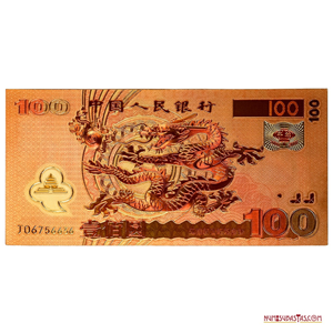 ESPECTACULAR REPLICA EN ORO DEL BILLETE DE 100 YUAN DEL MILENIO Y AÑO DEL DRAGÓN