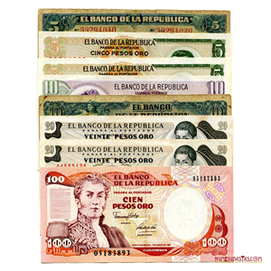 LOTE DE 8 BILLETES COLOMBIANOS VARIADOS