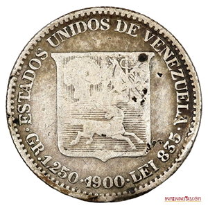 ESCASO MEDIO O 25CTS DE PATA DEL AÑO 1900 