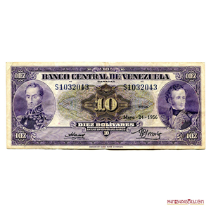 BILLETE DE 10BS DE MAYO-24-1956 SERIE S7 EN BUEN GRADO