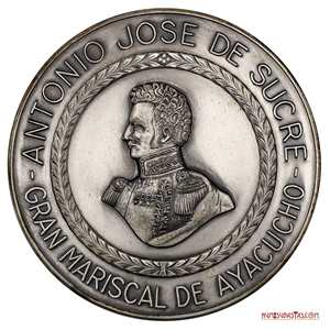 ESCASA MEDALLA DEL EJECUTIVO DEL ESTADO SUCRE EN LOS 175 AÑOS DE SU NATALICIO, PLATEADA
