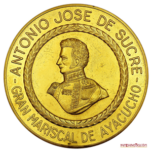 ESCASA MEDALLA DEL EJECUTIVO DEL ESTADO SUCRE EN LOS 175 AÑOS DE SU NATALICIO, DORADA