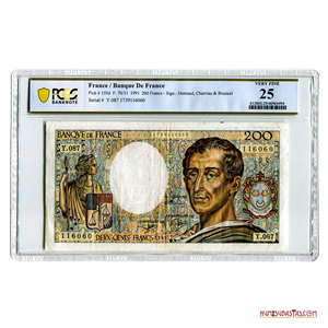 FRANCIA, 200 FRANCS, 1991.PCGS AU25