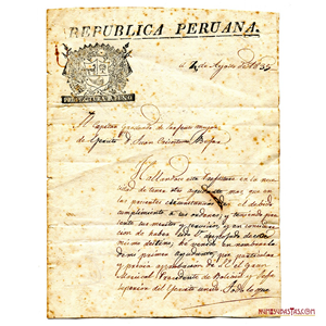 NOMBRAMIENTO AL SARGENTO MAYOR JUAN CRISÓSTOMO BEJAR, 1835. MANUSCRITO Y FIRMA AUTÓGRAFA DE JOSÉ DOMINGO CHOQUEHUANCA
